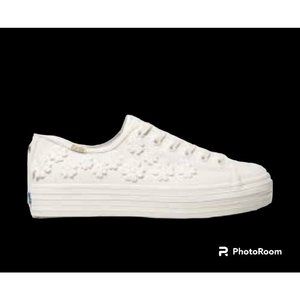 Keds x Kate Spade Women's Size 7.5 Triple Kicks Floral White Platform Shoes GUC